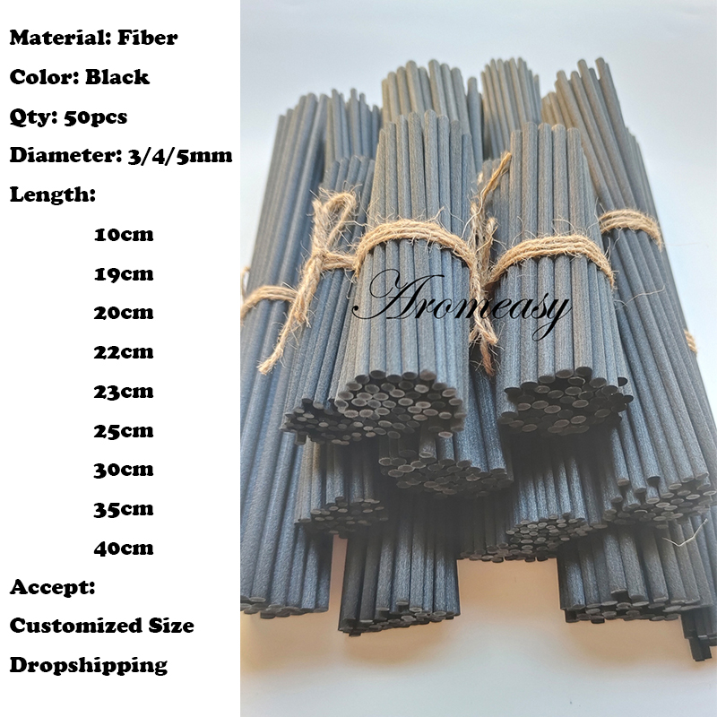 Home Fragrance London - 50 adet 5/4/3mm 40/35/30/25/23/19 cm Siyah