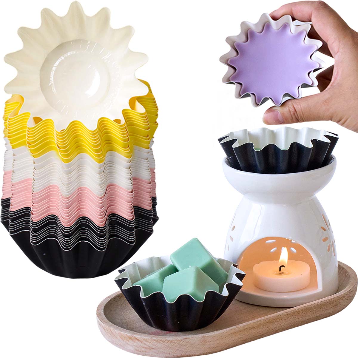 Home Fragrance Edg - 10 adet Dalgalı Kenarlı Balmumu Kaplı